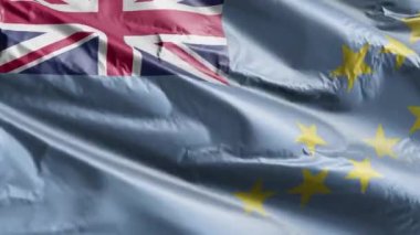 Rüzgarda dalgalanan tuvalet bayrağı. Tuvalu bayrağı rüzgarda sallanıyor. Tam dolgu arkaplanı. 10 saniye döngü. 