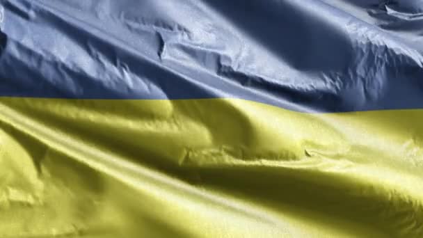 Bandera Textil Ucrania Lenta Ondeando Bucle Del Viento Bandera Ucraniana — Vídeos de Stock
