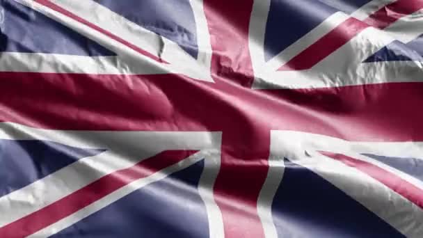 英国纺织品国旗在风环上飘扬 英国国旗在微风中飘扬 织物织物织物组织 完整的背景 10秒回圈 — 图库视频影像