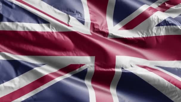 Birleşik Krallık Bayrağı Rüzgar Döngüsünde Yavaşça Dalgalanıyor Birleşik Krallık Bayrağı — Stok video