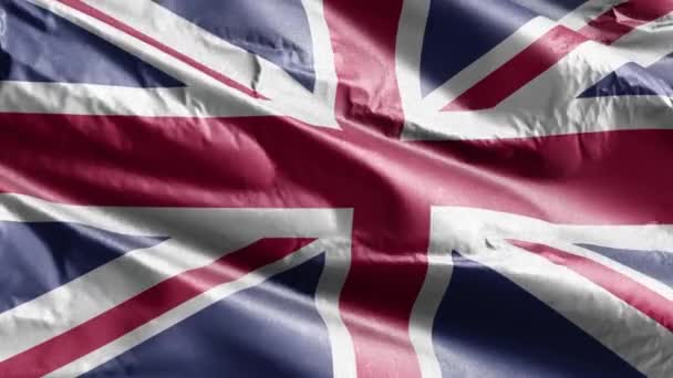 Birleşik Krallık Tekstil Bayrağı Rüzgar Döngüsünde Yavaşça Dalgalanıyor Birleşik Krallık — Stok video