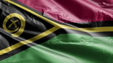 Vanuatu bayrağı rüzgarda dalgalanıyor. Vanuatsky bayrağı rüzgarda sallanıyor. Tam dolgu arkaplanı. 10 saniye döngü. 