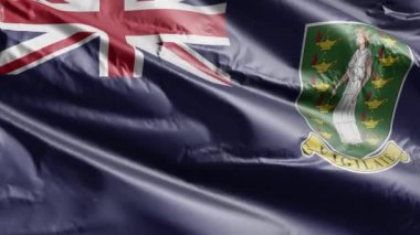 Virgin Adaları Birleşik Krallık bayrağı rüzgar döngüsünde yavaşça dalgalanıyor. Virgin Adaları İngiltere bayrağı rüzgarda sallanıyor. Tam dolgu arkaplanı. 20 saniye döngü. 