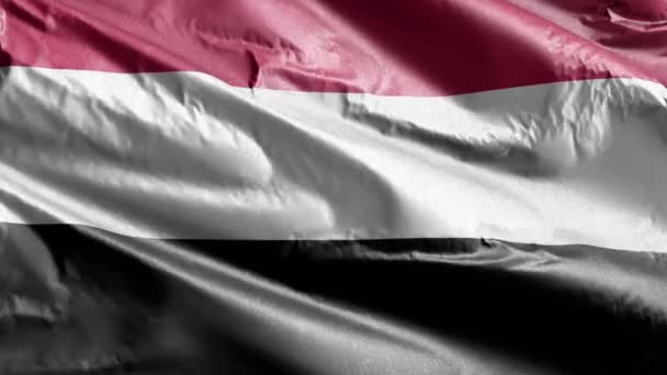 Iémen Bandeira Têxtil Lenta Acenando Circuito Vento Bandeira Iêmen Balançando — Vídeo de Stock