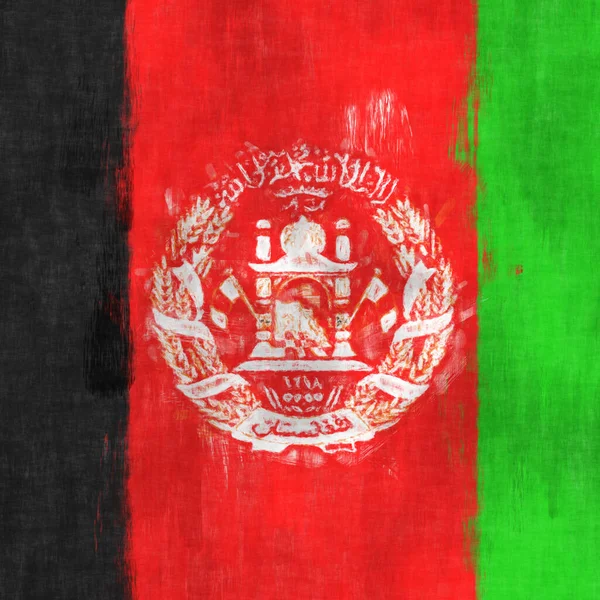 Afghanistan Oljemålning Afghanskt Emblem Som Tecknar Duk Målad Bild Ett — Stockfoto