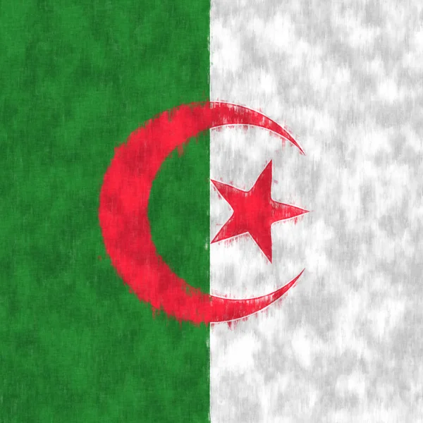 Argelia Pintura Óleo Emblema Argelino Dibujo Lienzo Cuadro Pintado Bandera —  Fotos de Stock