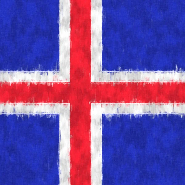 Islandia Pintura Óleo Lienzo Dibujo Emblema Islandés Cuadro Pintado Bandera — Foto de Stock