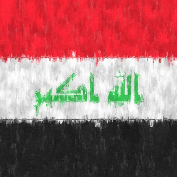 Irak Pintura Óleo Emblema Iraquí Dibujo Lienzo Cuadro Pintado Bandera —  Fotos de Stock