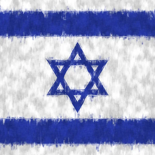Israel Pintura Óleo Emblema Israelí Dibujo Lienzo Cuadro Pintado Bandera — Foto de Stock