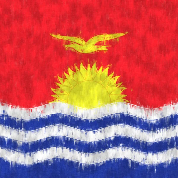 Obraz Olejny Kiribati Godło Kiribata Rysuje Płótno Malowany Obraz Flagi — Zdjęcie stockowe