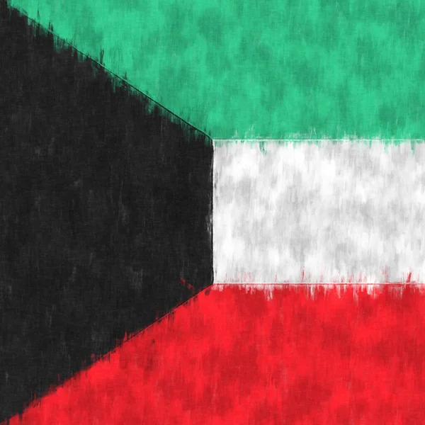 Kuvajtská Olejomalba Kuvajtský Znak Kreslí Plátno Malovaný Obrázek Vlajky Země — Stock fotografie