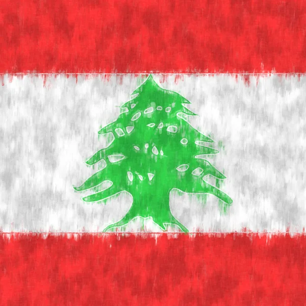Líbano Pintura Óleo Libanés Emblema Dibujo Lienzo Cuadro Pintado Bandera —  Fotos de Stock