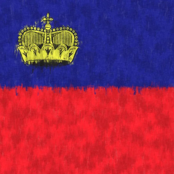 Liechtenstein Pintura Óleo Liechtenstein Emblema Desenho Lona Quadro Pintado Bandeira — Fotografia de Stock