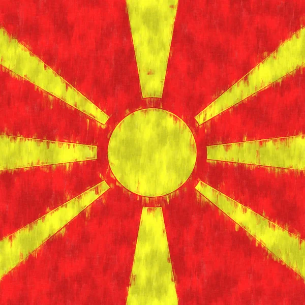 Malarstwo Olejne Macedonii Macedońskie Godło Rysujące Płótno Malowany Obraz Flagi — Zdjęcie stockowe