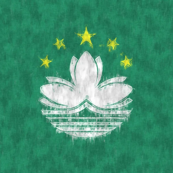 Pintura Óleo Macau Macau Emblema Desenho Lona Quadro Pintado Bandeira — Fotografia de Stock