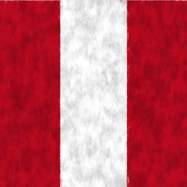 Peru yağlı boyası. Peru amblemi çadır bezi çiziyor. Bir ülkenin bayrağının resmi..