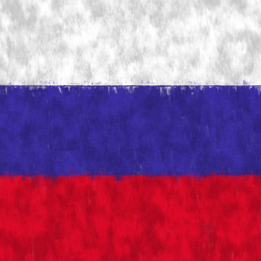 Rusya yağlı boyası. Rus amblemi tuval çiziyor. Bir ülkenin bayrağının resmi..