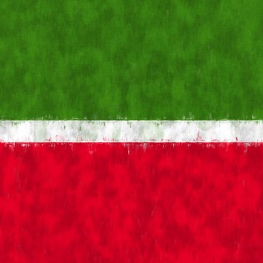 Tataristan yağlı boyası. Tataristan amblemi tuval çiziyor. Bir ülkenin bayrağının resmi..