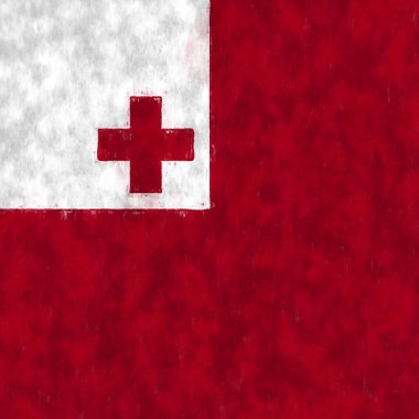 Tonga yağlı boya resim. Tonga amblemi çadır bezi çiziyor. Bir ülkenin bayrağının resmi..