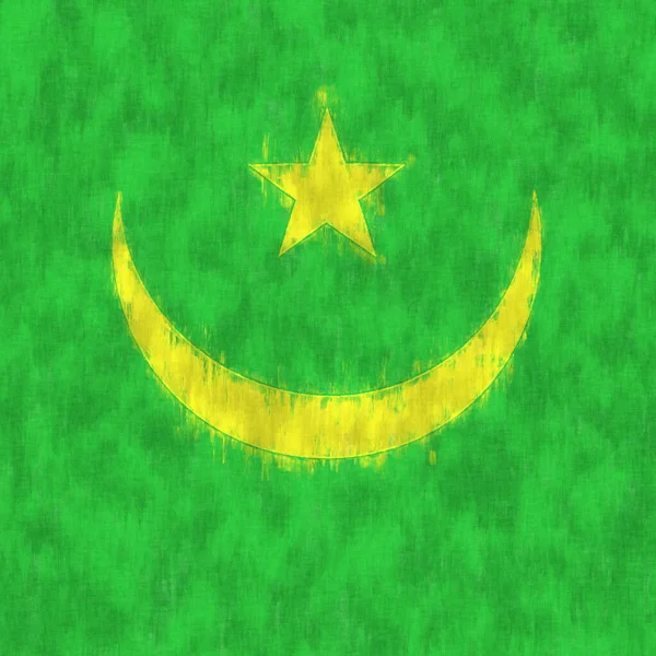 Mauritania Pintura Óleo Emblema Mauritano Dibujo Lienzo Cuadro Pintado Bandera — Foto de Stock