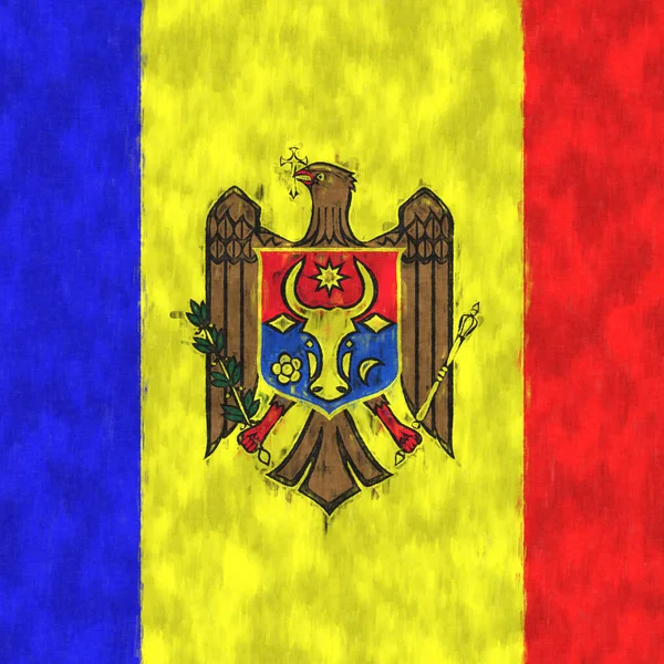 Молдавская Живопись Молдавская Эмблема Рисующая Холст Рисунок Флага Страны — стоковое фото
