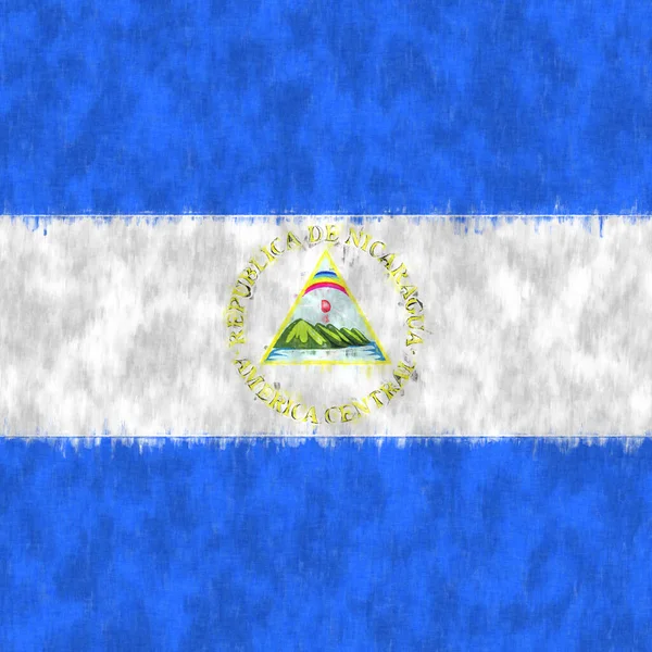 Olejomalba Nikaraguy Nikaragujský Znak Kreslí Plátno Malovaný Obrázek Vlajky Země — Stock fotografie