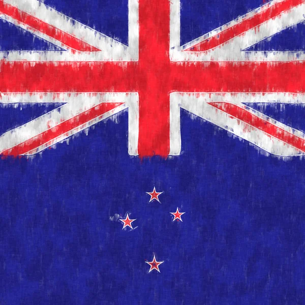 Nya Zeland Oljemålning Nya Zeland Emblem Ritning Duk Målad Bild — Stockfoto