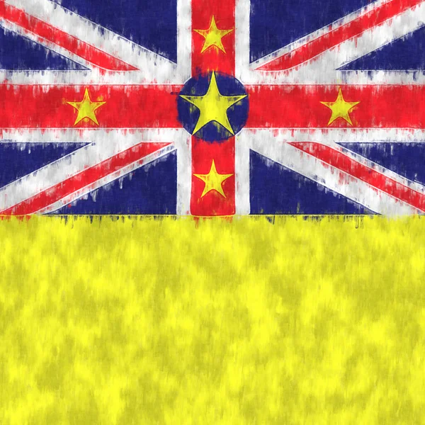 Pintura Óleo Niue Emblema Niuean Dibujo Lienzo Cuadro Pintado Bandera —  Fotos de Stock