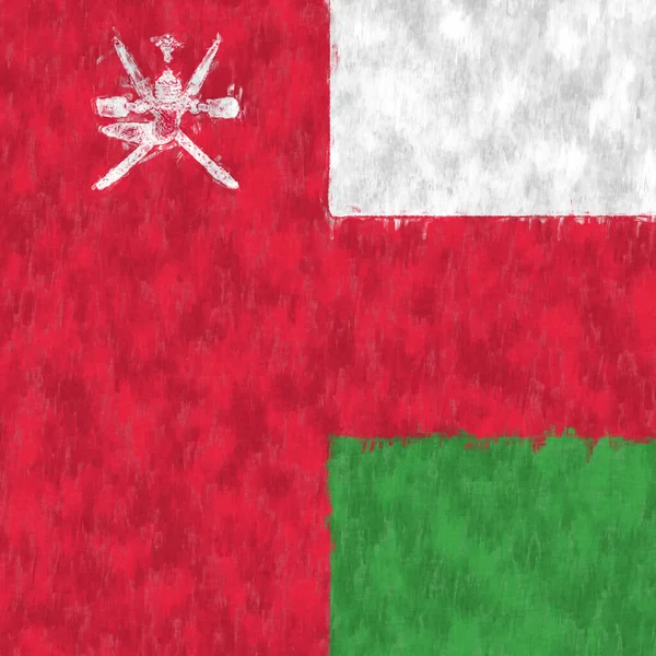 Omán Pintura Óleo Emblema Omaní Dibujo Lienzo Cuadro Pintado Bandera —  Fotos de Stock