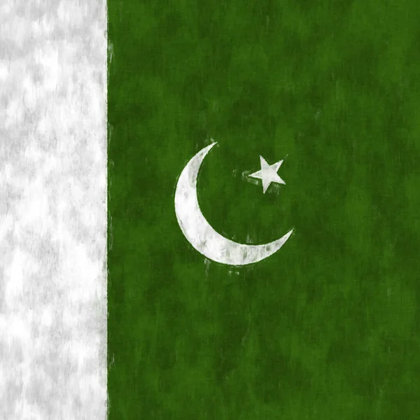 Pakistański Obraz Olejny Pakistańskie Godło Rysujące Płótno Malowany Obraz Flagi — Zdjęcie stockowe