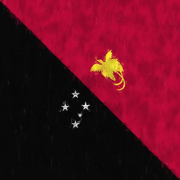 Papua Nya Guinea Oljemålning Papua Nya Guinea Emblem Ritning Duk — Stockfoto