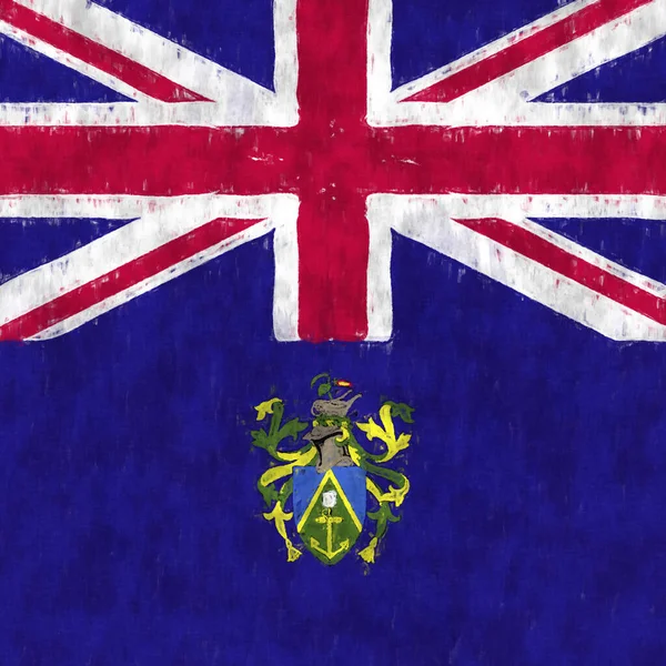 皮特凯恩岛油画 皮特凯恩群岛标志画布 国徽一幅国家国旗的图画 — 图库照片