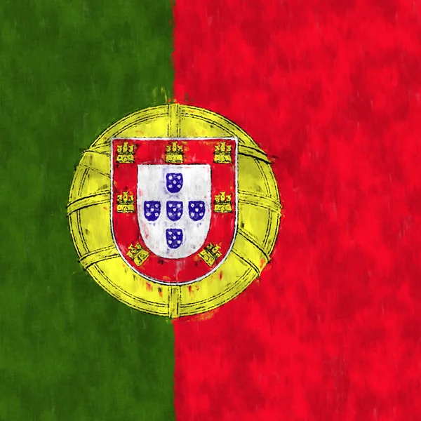 Portugal Ölgemälde Das Portugiesische Emblem Zeichnet Leinwand Ein Gemaltes Bild — Stockfoto