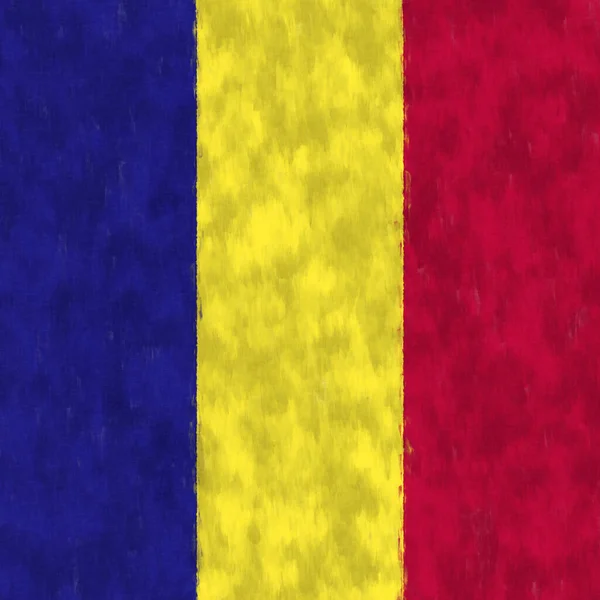 Rumania Pintura Óleo Emblema Rumano Dibujo Lienzo Cuadro Pintado Bandera —  Fotos de Stock