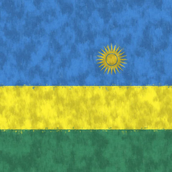 Ruanda Pintura Óleo Rwandan Emblema Desenho Lona Quadro Pintado Bandeira — Fotografia de Stock