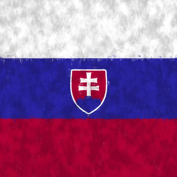 Slovakya Yağlı Boyası Slovakça Amblem Bez Çiziyor Bir Ülkenin Bayrağının — Stok fotoğraf