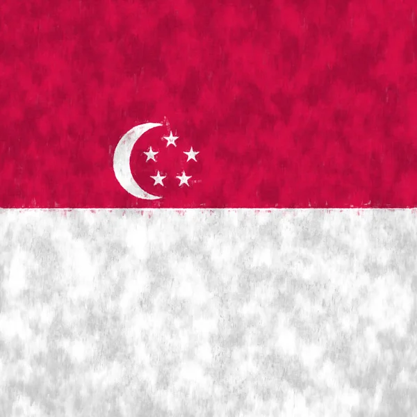 Singapore Oljemålning Singaporeanska Emblem Ritning Duk Målad Bild Ett Lands — Stockfoto