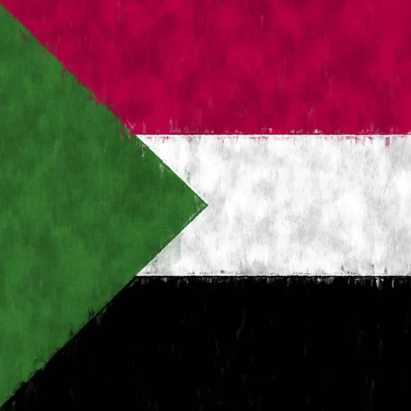 Sudan Ölgemälde Sudanesisches Emblem Auf Leinwand Ein Gemaltes Bild Der — Stockfoto