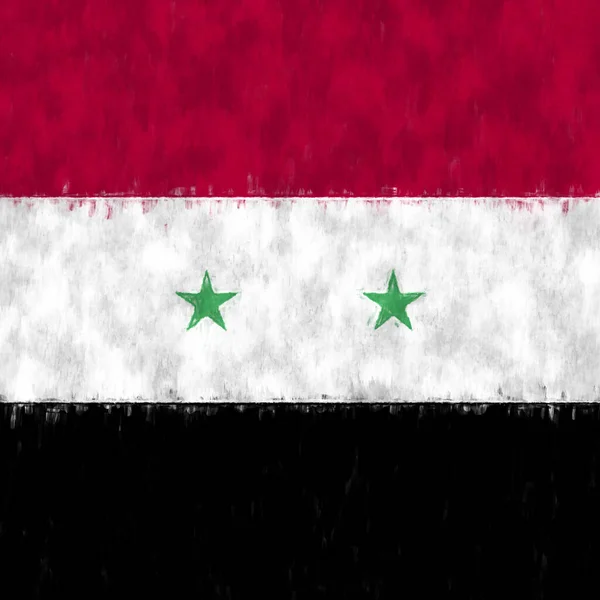 Siria Pintura Óleo Lienzo Dibujo Emblema Sirio Cuadro Pintado Bandera —  Fotos de Stock