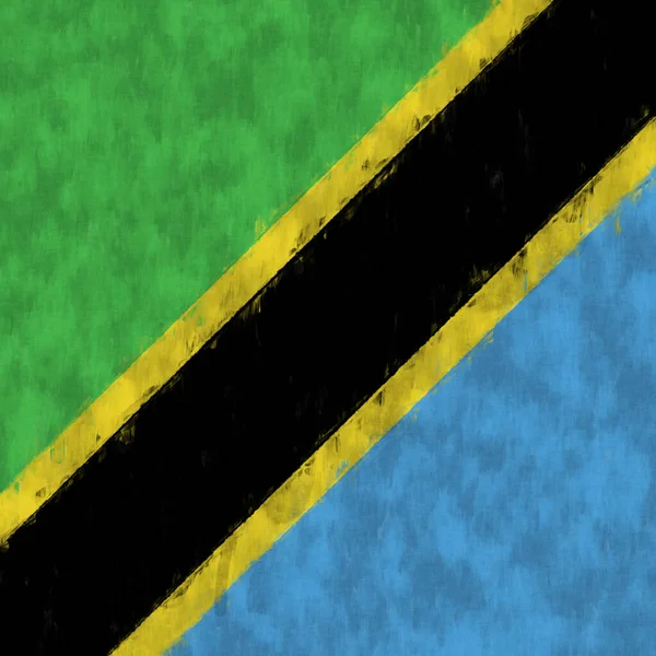 タンザニアの油絵 タンザニアの紋章がキャンバスを描く 国旗の絵が描かれている — ストック写真