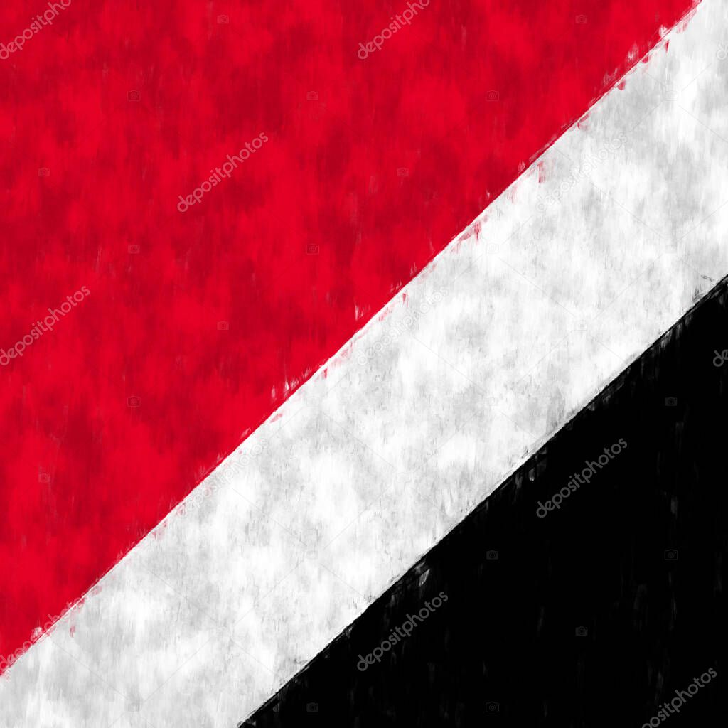 Principiality of Sealand oil painting. Principiality of Sealand emblem drawing canvas. A painted picture of a country's flag.