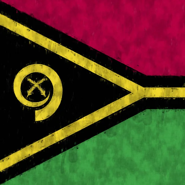 Oljemålning Från Vanuatu Vanuatsky Emblem Ritning Duk Målad Bild Ett — Stockfoto