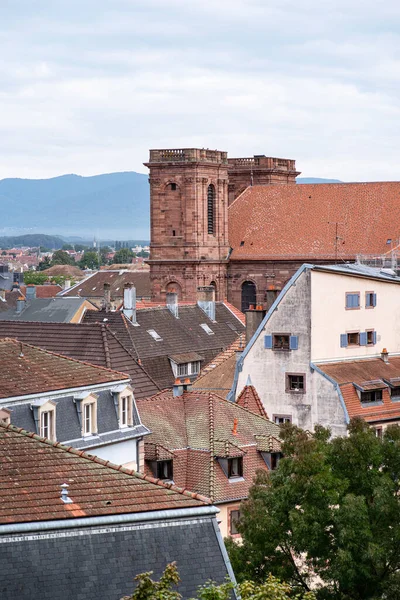 Panorama Della Città Belfort Francia Con Cattedrale — Foto Stock