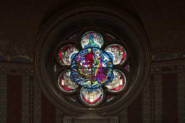 Religiøst Glassmaleri Katedralen Verdun Frankrike – stockfoto