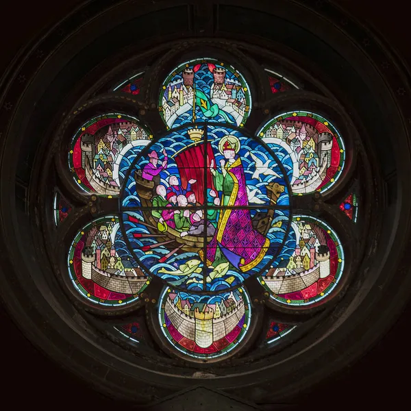 Religiøst Glassmaleri Katedralen Verdun Frankrike – stockfoto