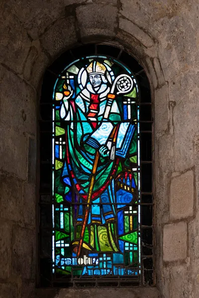 Religiøst Glassmaleri Inne Katedralen Verdun Frankrike – stockfoto