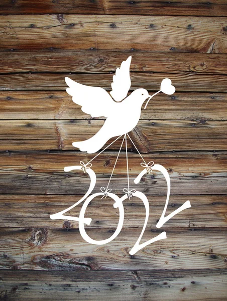 Eine Taube Trägt Die Zahlen Von 2022 Das Neue Jahr — Stockfoto