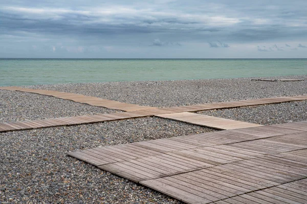 Beach Hut Pebble Beach Town Dieppe Normandy — стоковое фото