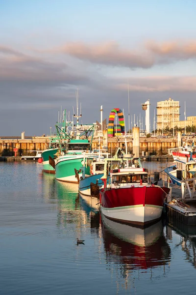 Kleurrijke Vissersboten Haven Van Havre Frankrijk — Stockfoto