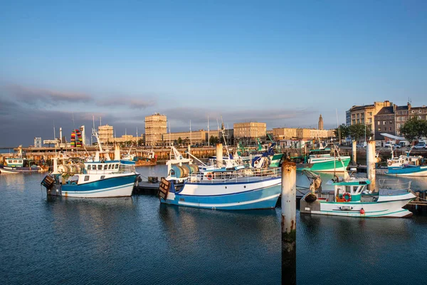 Kleurrijke Vissersboten Haven Van Havre Frankrijk — Stockfoto